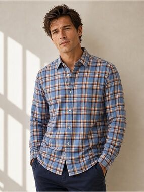 Gap 1969 button down shirt long sleeve plaid blue and white 100% cotton Medium